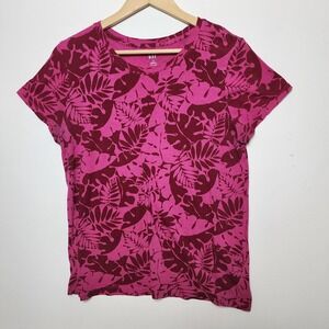 GAP Women's Pink Floral T-shirt Large